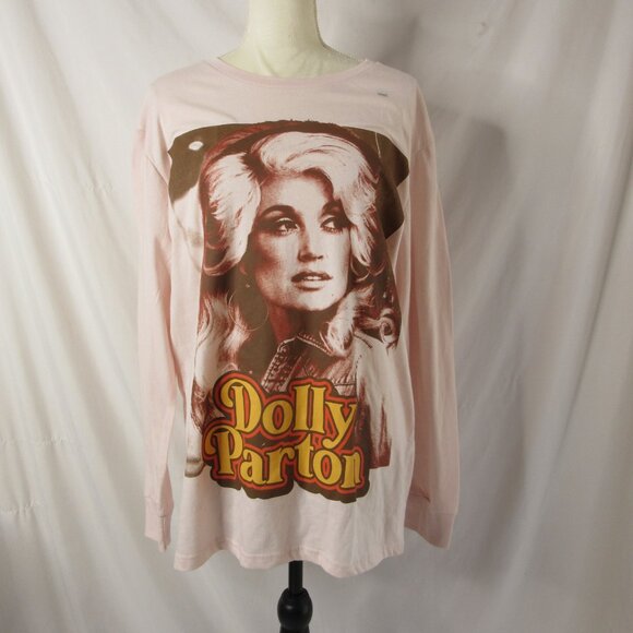 Dolly Parton Tee T Shirt Long Sleeve Pink Dolly Fan Butterfly Size Large NWT - Picture 8 of 9